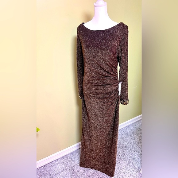 Vintage Black and Gold shimmer throughout Evening Gown - Size 12 - New with Tags - Picture 1 of 17